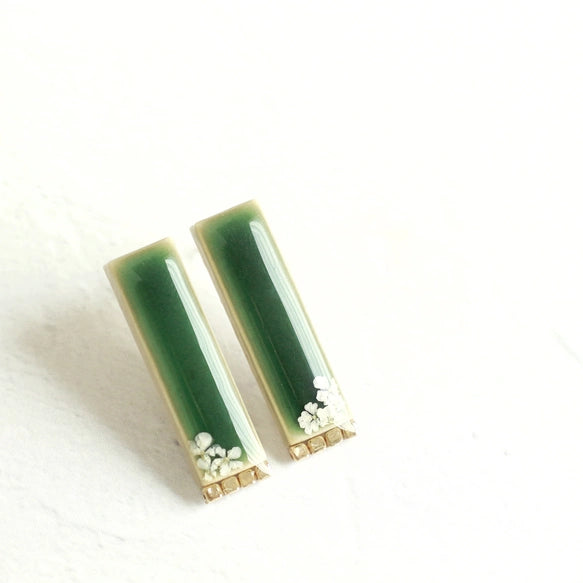 Green Earrings Mino Yaki Tiles